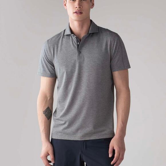 LULULEMON Evolution Golf Polo Shirt Heather Fog Horn Gray - Picture 1 of 10